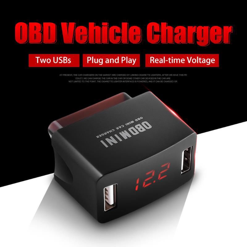 zzz* OBD MINI Car Dual USB Charger 12/24V Car Durable ABS Charger Socket