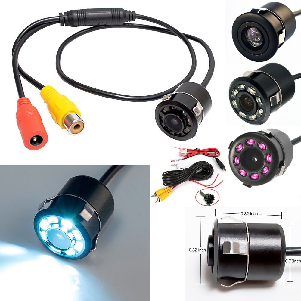 Camera Lùi Xe 4 Đèn LED 8 Bóng HD 120 Độ Chống Thấm Nước Kèm Cáp Video