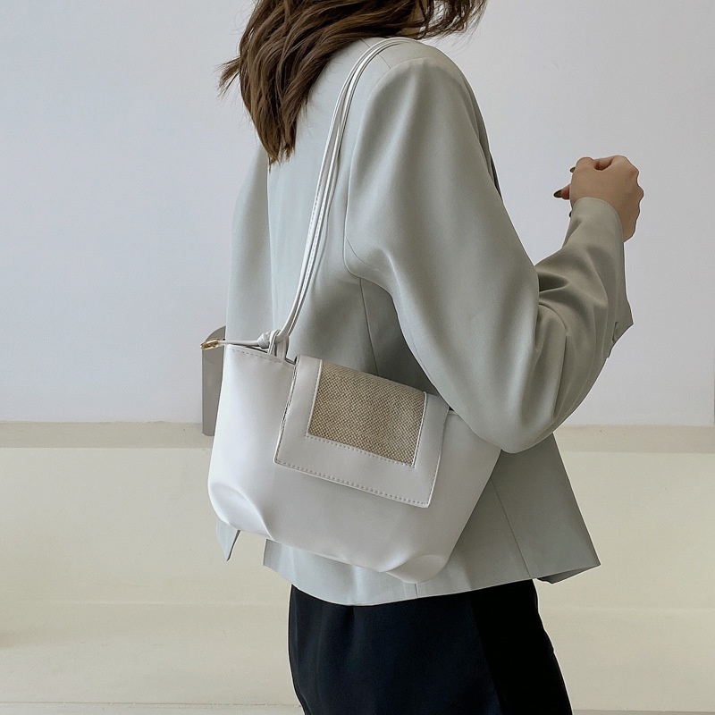 Túi Cói Đeo Vai Màu Sắc Tương Phản Thiết Kế Đơn Giản Thời Trang Cho Nữ