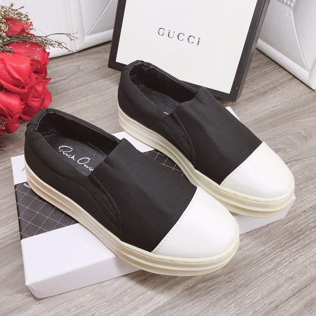 Giày lười Rick Owen mũi trắng đế 2cm | BigBuy360 - bigbuy360.vn