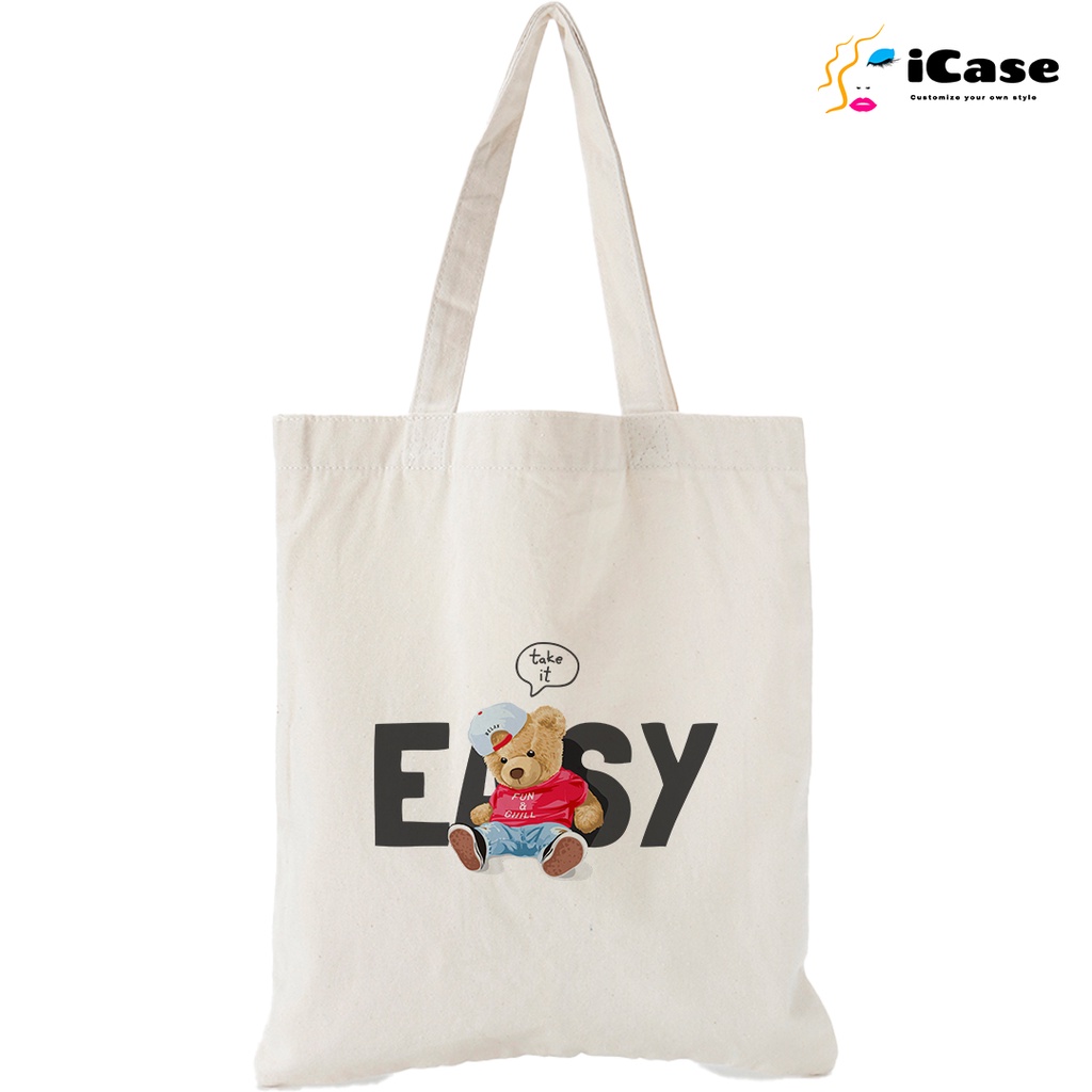 Túi vải Canvas iCase bộ sưu Bear Basic - nhiều kích thước