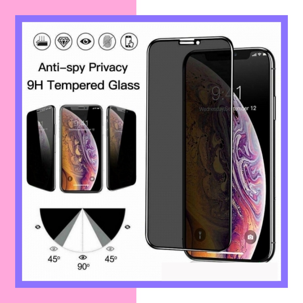 Kính cường lực 10D chống nhìn trộm bảo vệ màn hình cho IPhone 8 7 Plus SE XS XS Max XR 11 Pro Max