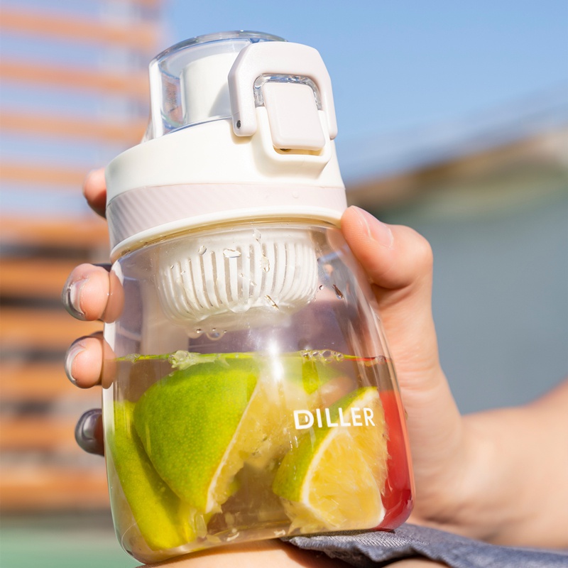 Bình nước DILLER D63 400 ml/ 550ml bằng PC không chứa BPA có lõi lọc trà tiện dụng mang đi hoặc chơi thể thao
