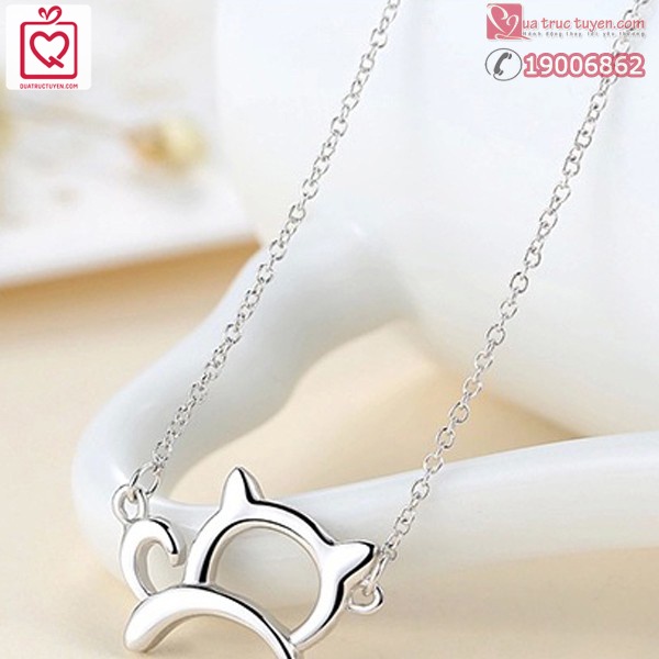 Dây chuyền chú mèo nghịch ngợm bằng bạc