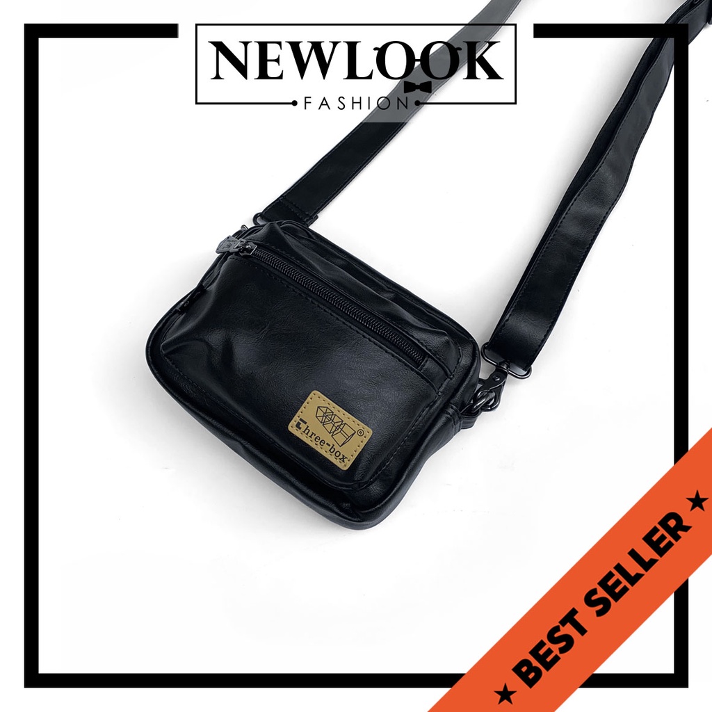 ★ TÚI ĐEO CHÉO size nhỏ DA PU NAM NỮ THREE BOX UNISEX ( 18 x 15 x 5cm )