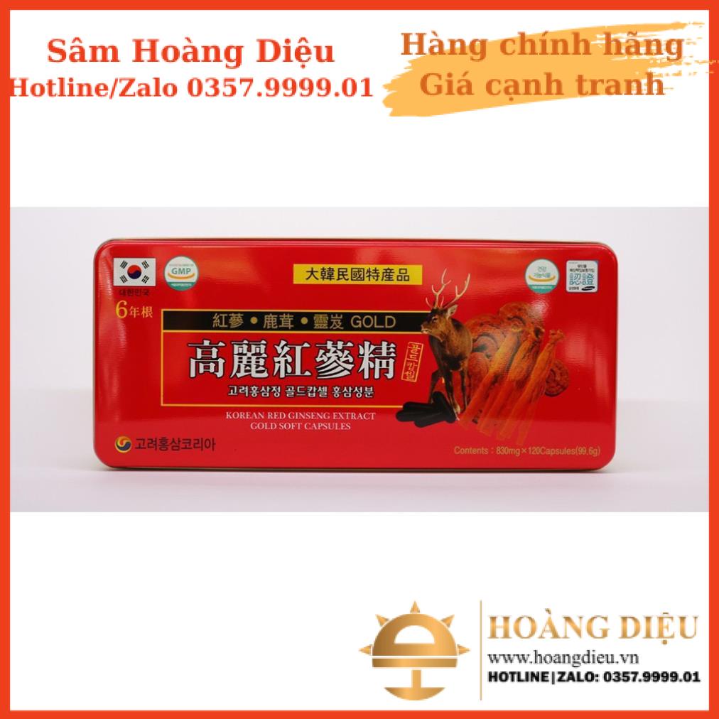 Sâm Hoàng Diệu - Viên Đạm Tổng Hợp Hồng Sâm Nhung Linh Chi Đỏ Gold, Hộp 120 viên