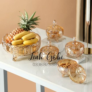 Hộp thủy tinh đựng mứt có chân cao cấp