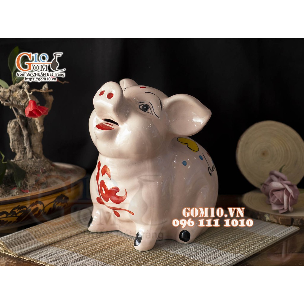 Heo sứ tiết kiệm mặt ngửa cao 22cm