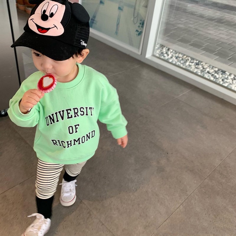 Áo sweater cổ tròn in chữ màu sắc kẹo ngọt thời trang xuân thu cho bé