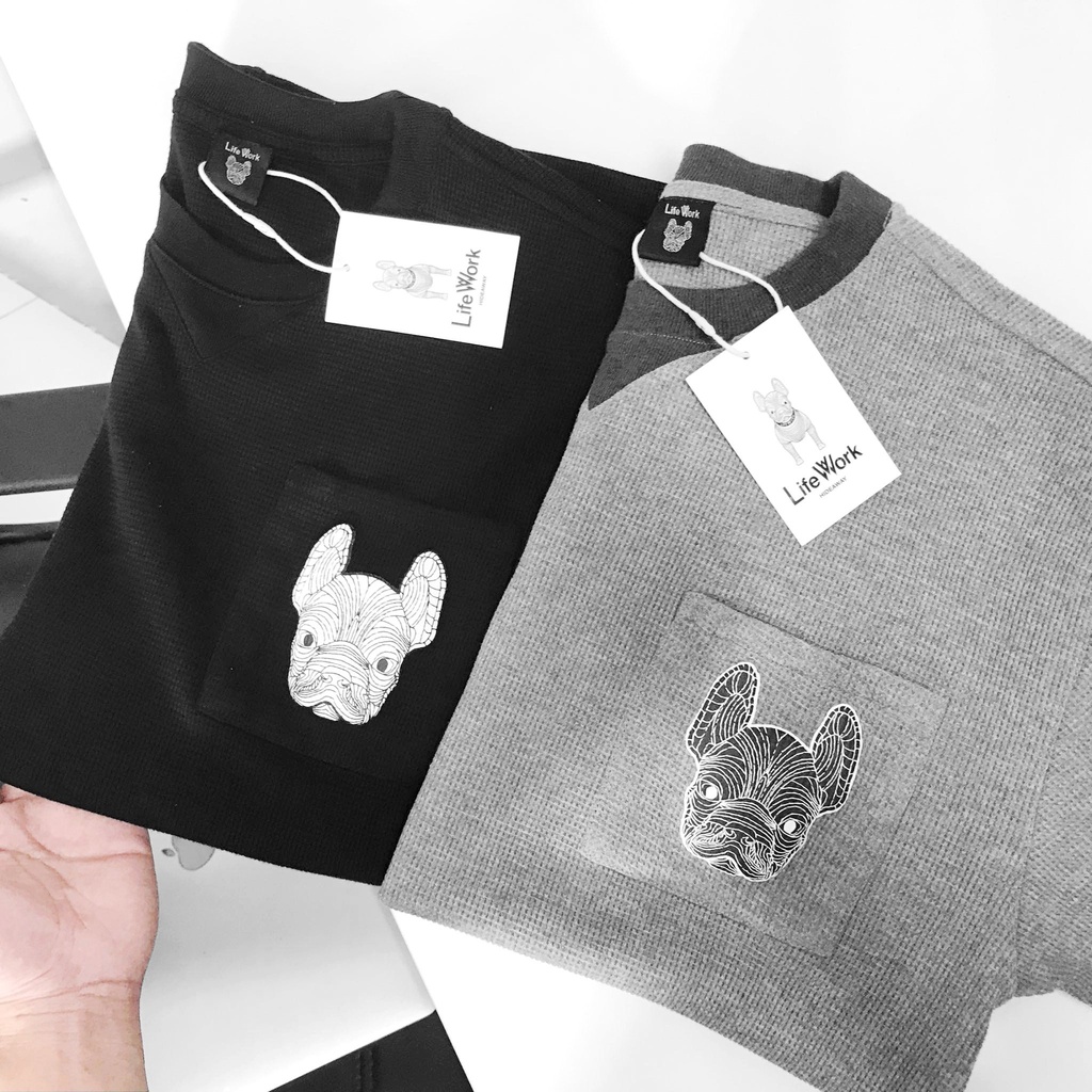 Áo thun unisex túi hộp, chất liệu thun tổ ong dày mịn, form rộng tay lỡ cá tính 9755