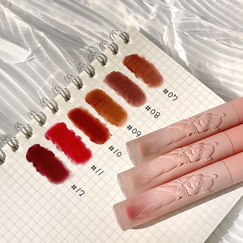 ❤️Son nhung lì hình gấu CVZ chất son nhung mịn rất mềm môi chống nước lâu trôi màu đẹp không khô môi
