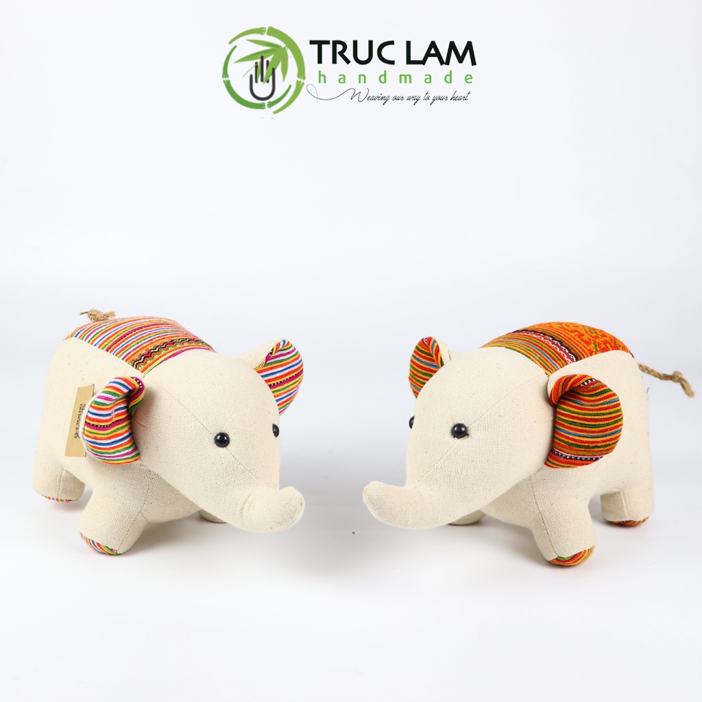 Đồ Chơi Thú Nhồi Bông Con Voi Vải Dệt Tay Họa Tiết Thổ Cẩm Thêu Mông Sapa – Trúc Lâm Handmade