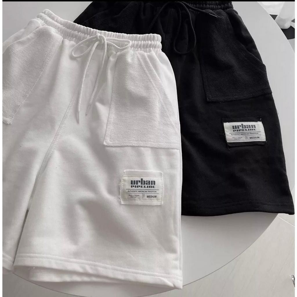 Quần Short Lửng Thun Da Cá in TAG Urban Unisex Form Rộng Nam Nữ Couple Phong Cách Retro Ulzzang NUPAKACHI