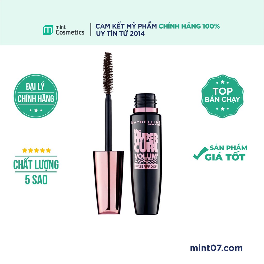 Mascara Maybelline The Hyper Curl Volum Express Waterproof (làm cong mi)