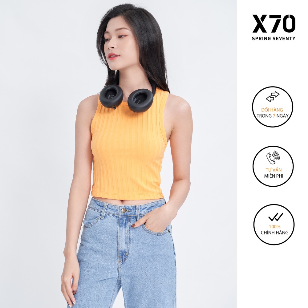 Áo Thun Gân Nữ Kiểu Dáng Croptop Cọc Tay Thiết Kế Thời Trang X70 - 00400076