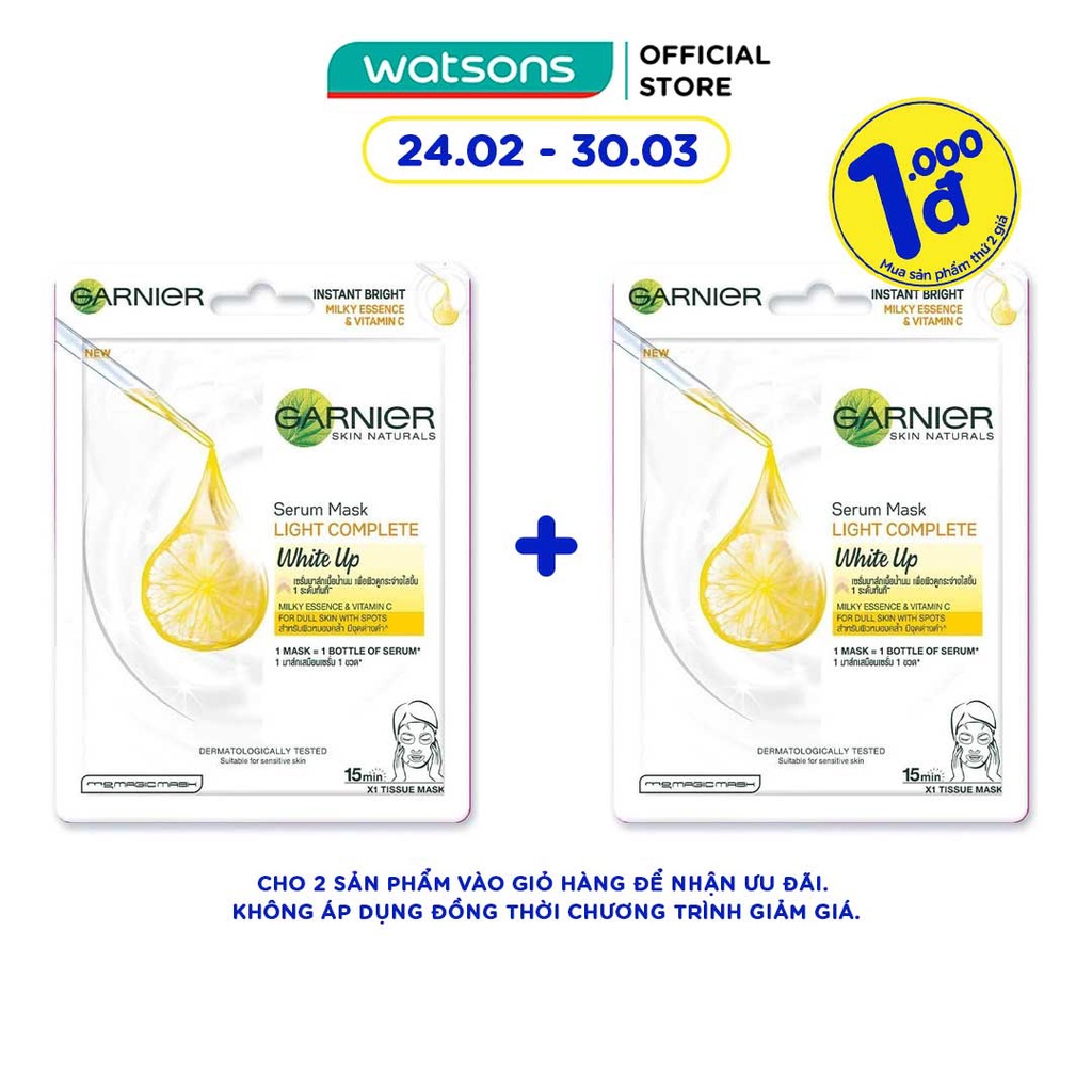 Mặt Nạ Garnier Serum Mask Light Complete White Up Tinh Chất Sữa &amp; Vitamin C Sáng Da 28g