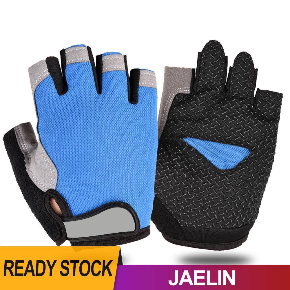 Găng tay thể thao hở nửa ngón phối lưới thoáng khí chống trượt cho nam nữ
