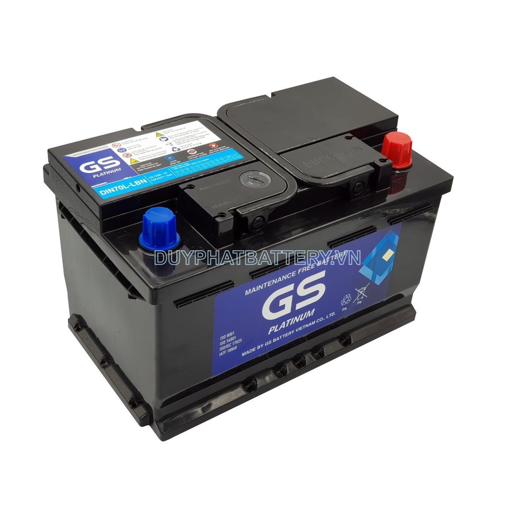 Ắc quy oto GS 12V-70Ah Din70LBN cho xe Fortuner đời sau 2017, Ford Ranger, Everest, Transit, Kia Optima, Mazda BT-50
