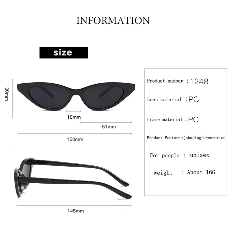 Kính Mát Thời Trang Khung Mắt Mèo Tam Giác Nhỏ Cổ Điển Cho Nữ