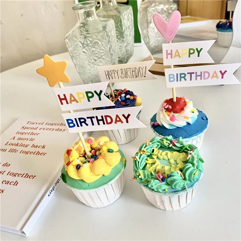 Set 3 / 5 Que Cắm Trang Trí Bánh Sinh Nhật Hình Chữ Happy Birthday Dễ Thương