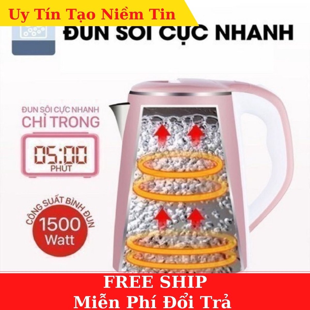 Ấm siêu tốc - siêu đun nước 2.5L JIPLAI Thái Lan Cao Cấp, Chống Nóng Chống Giật Công Nghệ INVERTER