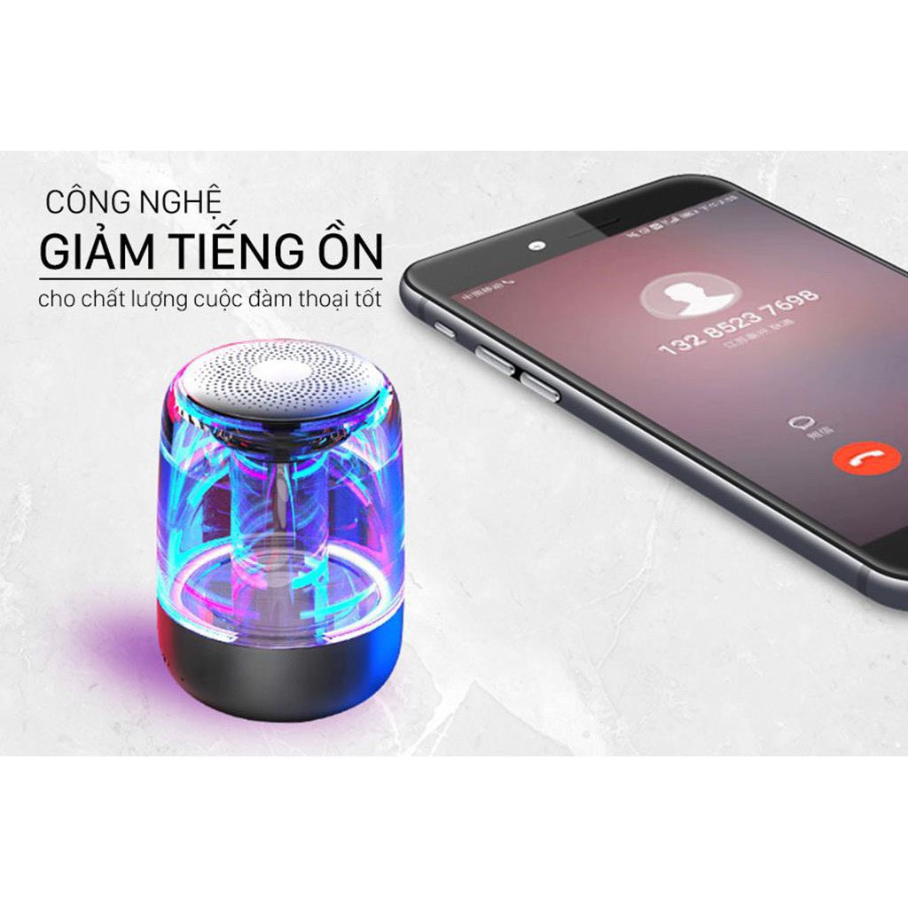 Loa Bluetooth Mini Led 7 Màu Trong Suốt Yayusi C7, Âm Hay Bass Cực Đỉnh Pin 600mAh, Bảo Hành 1 Đôi 1