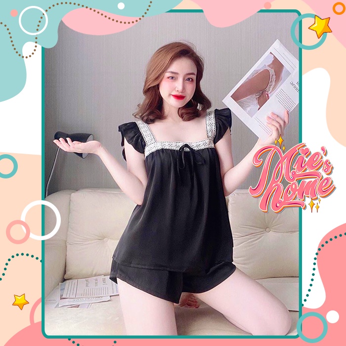 Đồ bộ mặc nhà ngủ đùi ngắn nữ, lụa satin mát mịn-Mie | BigBuy360 - bigbuy360.vn