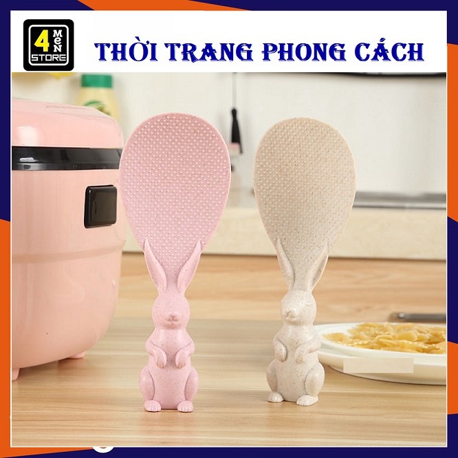 Vá Múc Cơm Chống Dính Hình Thỏ Hoạt Hình Dễ Thương - Muôi Xới Cơm Hình Thỏ Lúa Mạch Cao Cấp