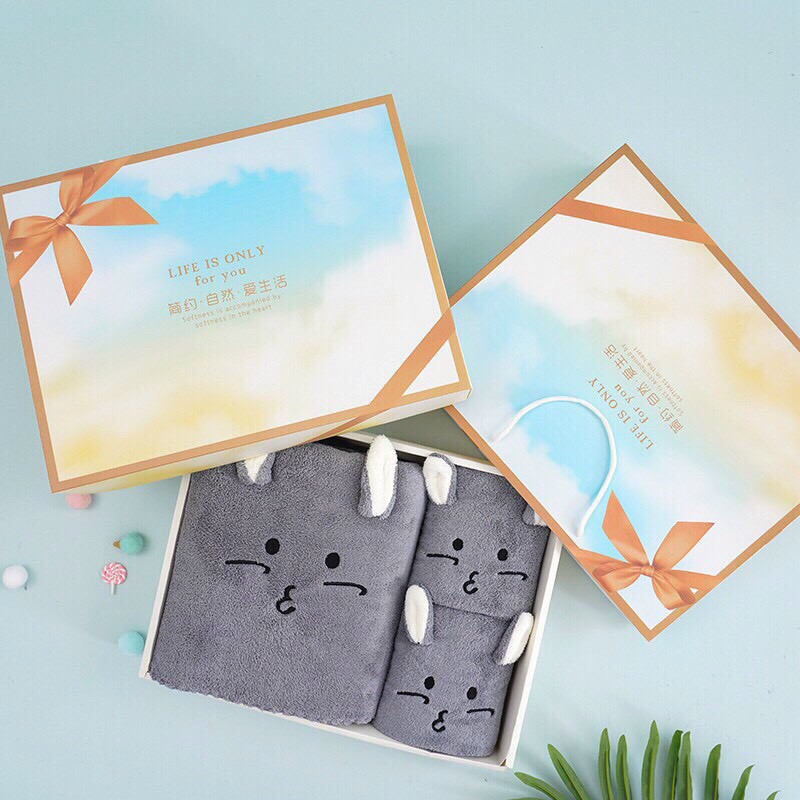 Hộp 3 khăn tắm hình thú món quà ý nghĩa cho ngày 20-11