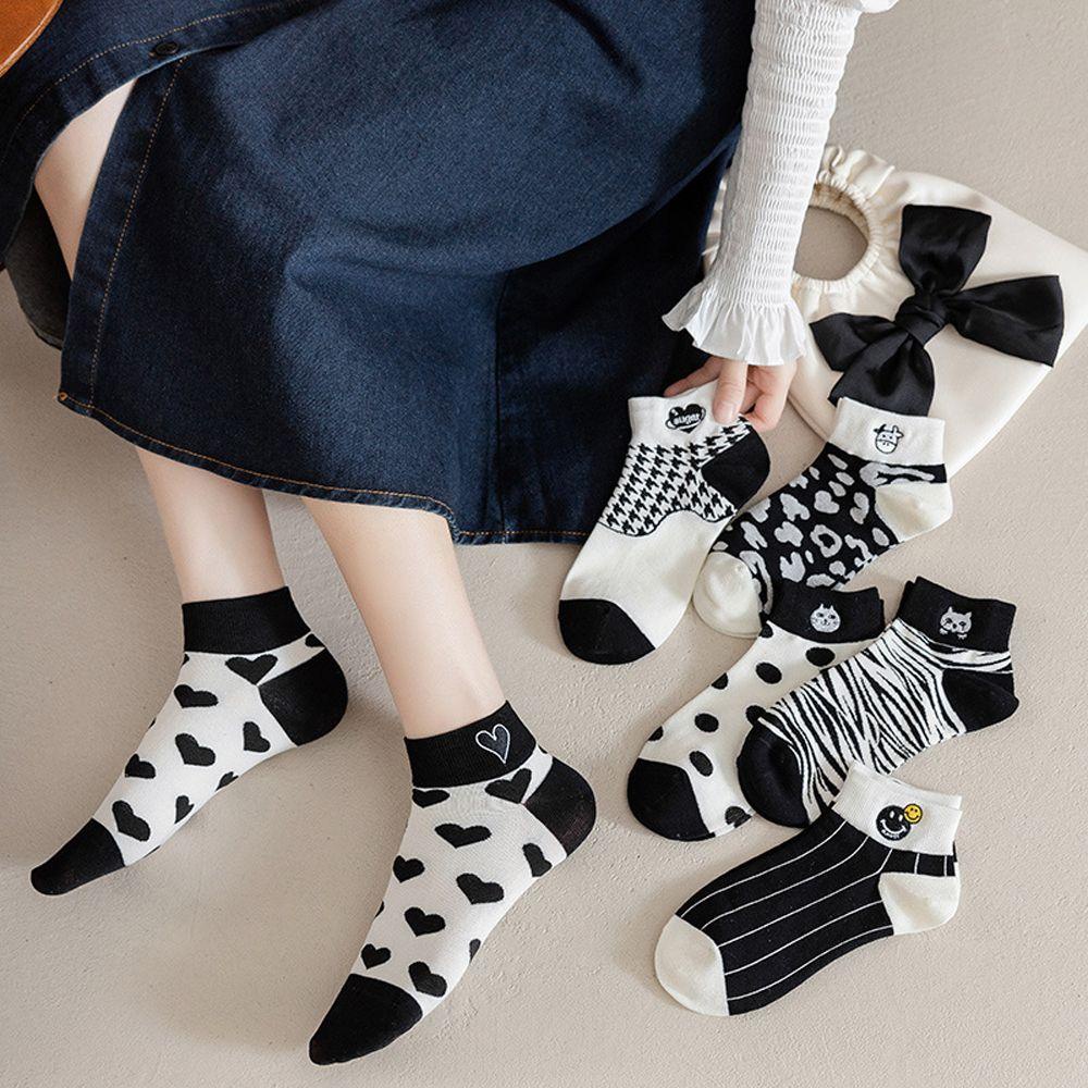 AROMA Vớ Cotton Cổ Thấp Họa Tiết Sọc / Mèo / Bò Sữa Dễ Thương Thời Trang Đường Phố Cho