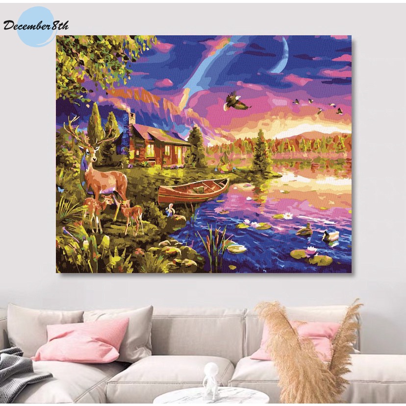 Tranh tô màu theo số Tranh sơn dầu số hóa December8th Vườn Thú Sắc Màu VT