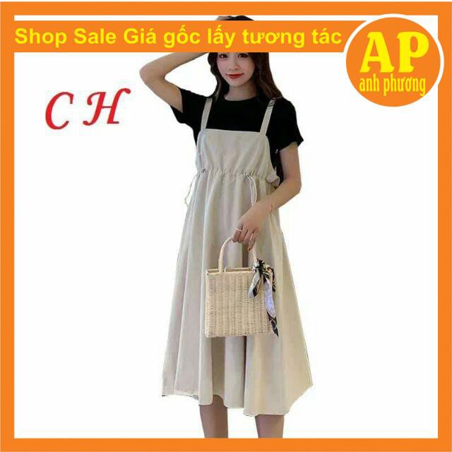 [SALE GIÁ GỐC]Set yếm váy chun eo kèm ảnh thật của sp💋Yếm chất kaki💋áo phông trong chất cotton mềm mịn | BigBuy360 - bigbuy360.vn