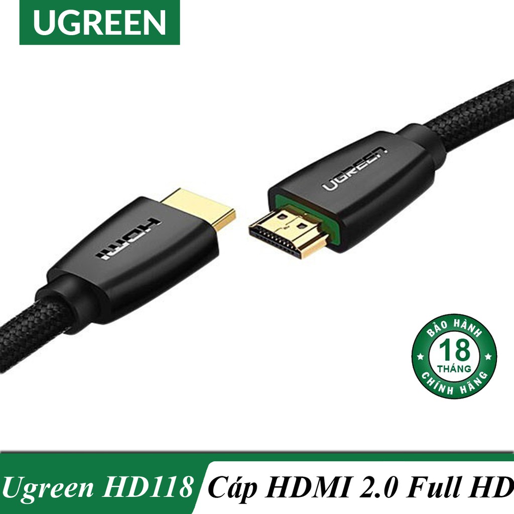 Dây HDMI 2.0 hỗ trợ full HD 4Kx2K Ugreen HD118 cao cấp Hỗ Trợ 32 kênh Âm Thanh