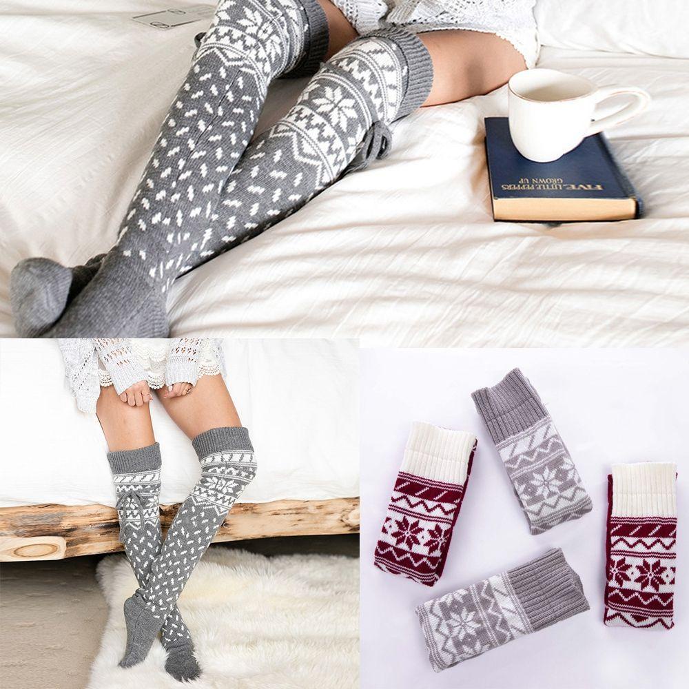 Vớ Đan Len Giữ Ấm Họa Tiết Giáng Sinh Thời Trang