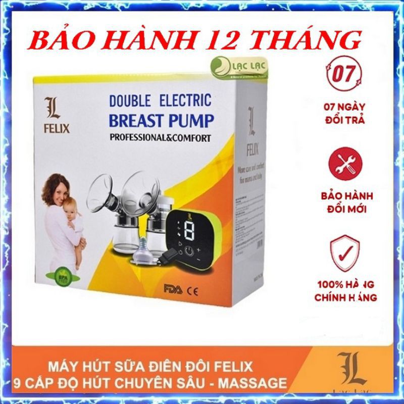 Máy hút sữa điện đôi Felix có massage, hút êm, nhỏ gọn, 9 cấp độ hút chuyên sâu