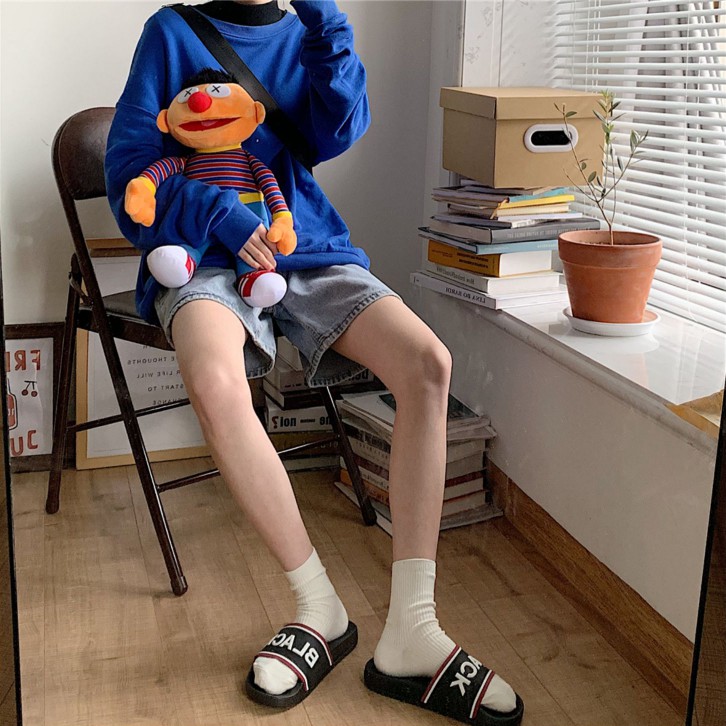 Dép quai ngang nam nữ Black Slides chống nước, trơn trượt