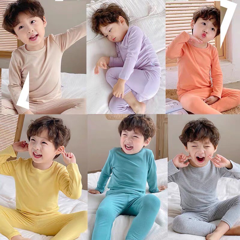 Bộ dài tay bé trai thun cotton borip xuất dư mềm mịn, in hoạt hình siêu cưng, đồ bộ tay dài quần dài thu đông