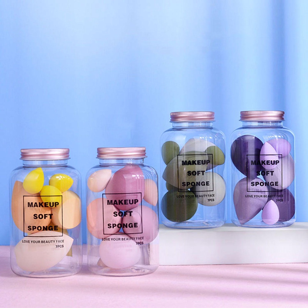 Set 7 bông mút đánh kem nền trang điểm sử dụng khô/ ướt mới