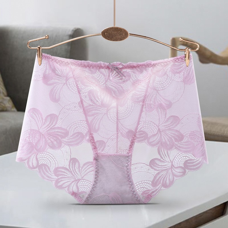 Antibacterial cotton crotch breathable full lace women's underwear large size plus fat sexy seamless underwear women's hip briefs | BigBuy360 - bigbuy360.vn