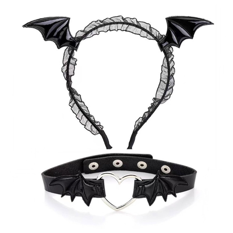 Flgo Gói 2 Băng Đô Và Choker Hình Cánh Dơi Hóa Trang Halloween Cho Người Lớn Và Trẻ Em