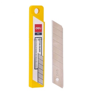 Hộp 10 lưỡi dao rọc giấy lớn 60⁰ deli e2011