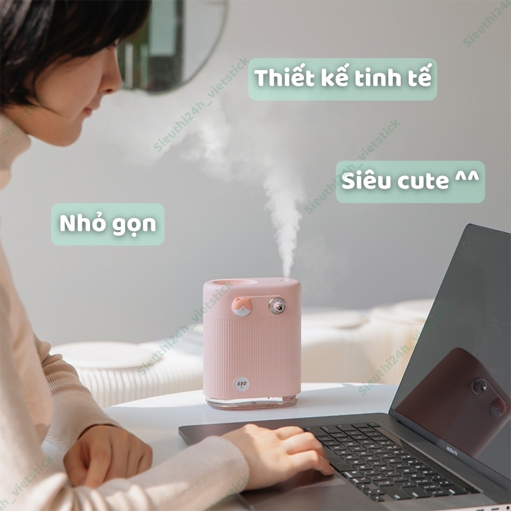 Máy Phun Sương Tạo Độ Ẩm Làm Mát [ SIÊU CUTE ] Đa chức năng dung tích 520ml Xông Tinh Dầu, Siêu Tiện Lợi