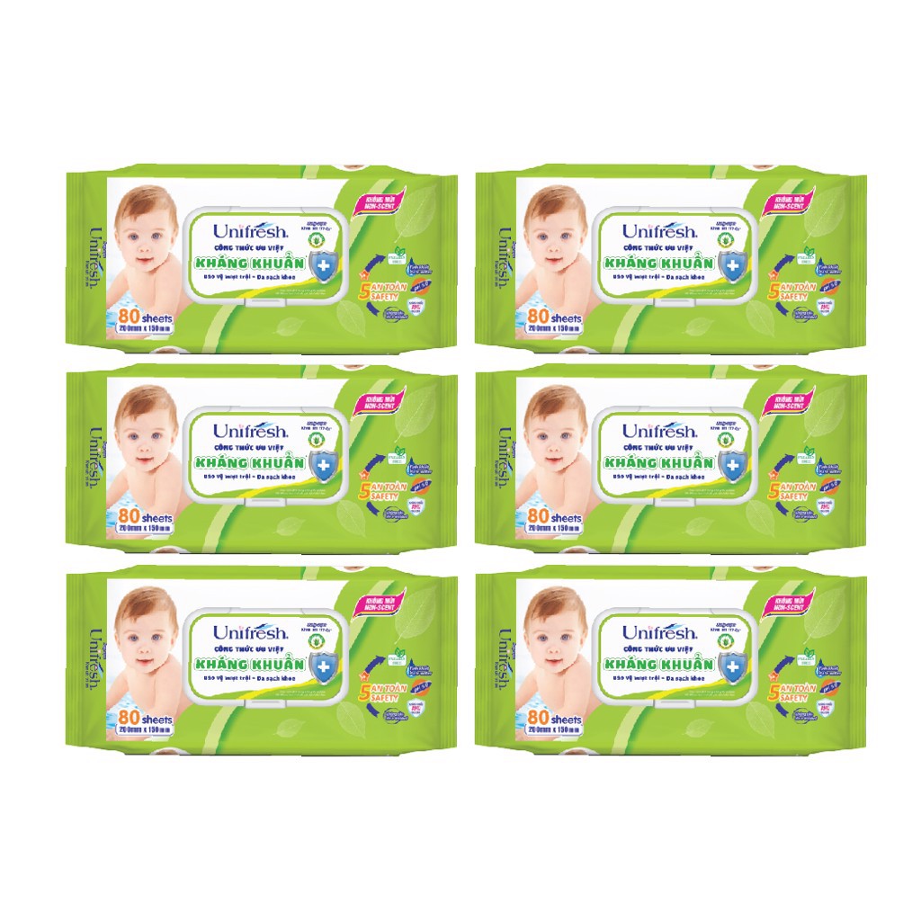 Combo 6 Khăn ướt Unifresh Nha đam 80 Miếng
