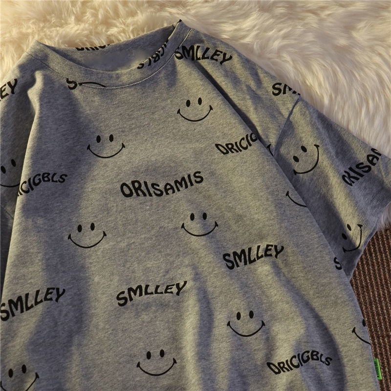 Áo Thun Ngắn Tay Dáng Rộng Kiểu Vintage Nhật Bản Hợp Mùa Hè