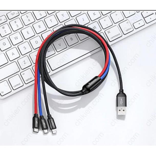 Cáp sạc đa năng siêu tốc 3 trong 1 Baseus dài 1,2 mét - chính hãng