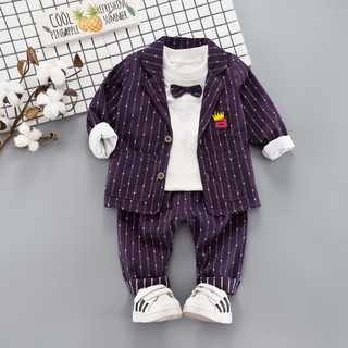 Đồ vest cho bé trai 1 tuổi Đồ đẹp cho bé trai Đồ bộ bé trai Set đồ bé trai Bộ Vest bé trai 3 món áo sọc 2 túi nút