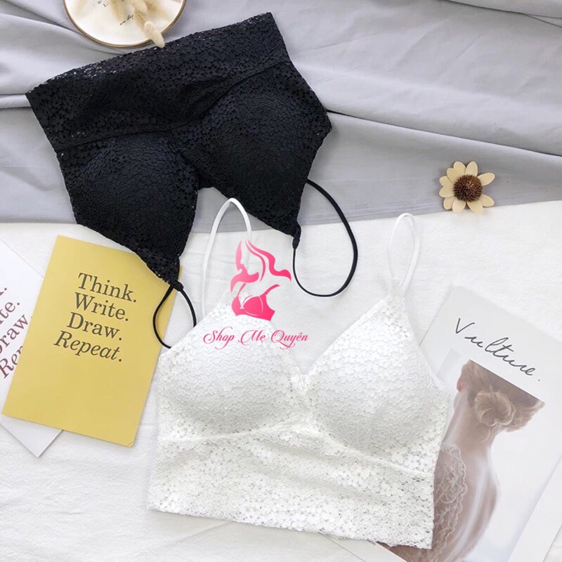 Áo bra ren 2 dây cổ V sexy, phần lưng thiết kế bo chun mề mại