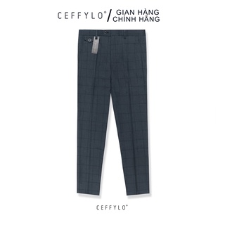 Quần âu Nam kẻ caro Xanh Đá dáng ôm Công Sở CEFFYLO Chất Liệu Cotton Cao Cấp