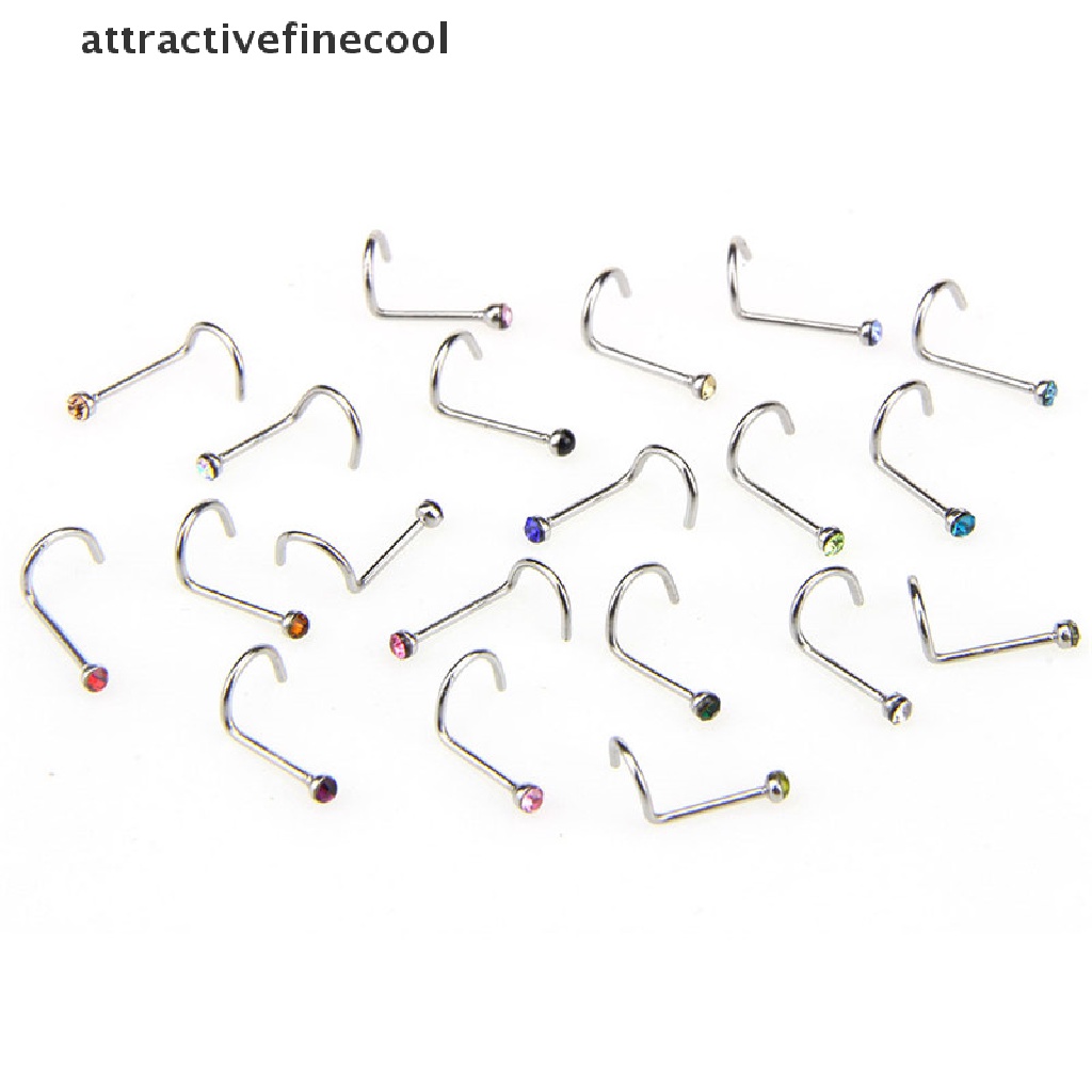 Set 20 Khuyên Mũi Bằng Thép Không Gỉ Đính Đá Cá Tính