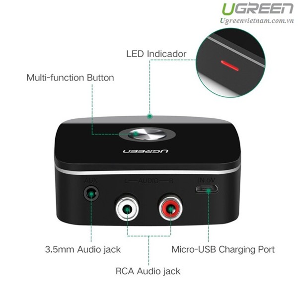 Thiết bị nhận Bluetooth 4.1 Music Receiver cho loa, amply chính hãng Ugreen 30445 cao cấp